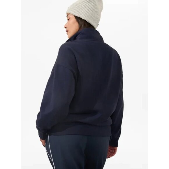 ATHLETA S Power Of She 1/4 Zip Fleece Sweatshirt Navy Blue Small Regular - Picture 6 of 7